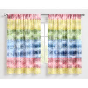 Ambesonne Multi Polka Dot Stripe Window Curtains 2 Panel Set 56x63 Rod Pocket